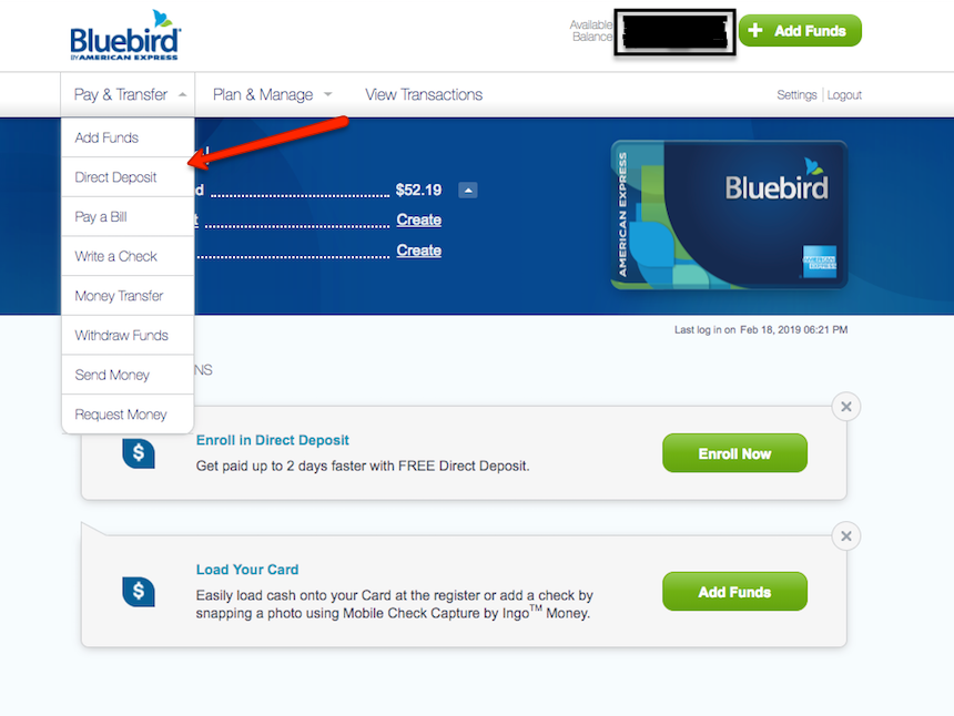 get your checking and routing number on the bluebird app