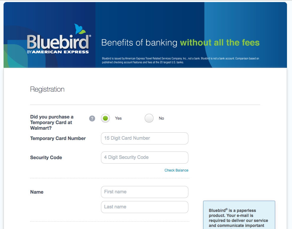 bluebird app balance. without login